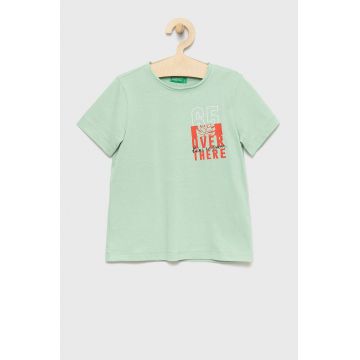 United Colors of Benetton tricou de bumbac pentru copii culoarea verde, cu imprimeu