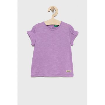 United Colors of Benetton tricou de bumbac pentru copii culoarea violet