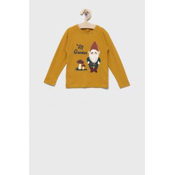 zippy longsleeve din bumbac pentru copii culoarea galben, cu imprimeu