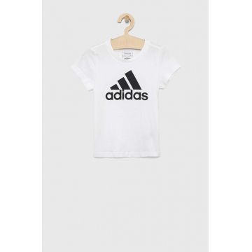 Adidas tricou de bumbac pentru copii G BL culoarea alb