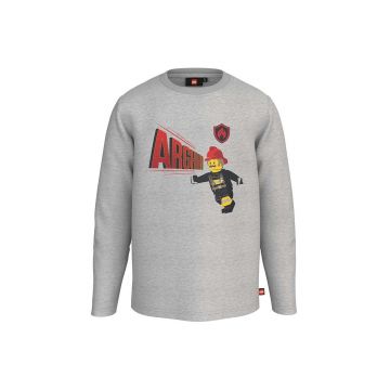 Lego longsleeve din bumbac pentru copii culoarea gri, cu imprimeu