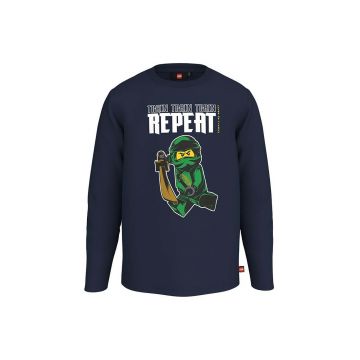 Lego longsleeve din bumbac pentru copii x Ninjago culoarea albastru marin, cu imprimeu