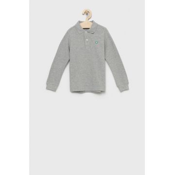 United Colors of Benetton longsleeve din bumbac pentru copii culoarea gri, neted