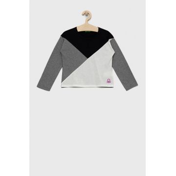 United Colors of Benetton longsleeve din bumbac pentru copii culoarea negru