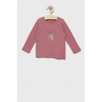 United Colors of Benetton longsleeve din bumbac pentru copii culoarea roz