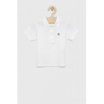 United Colors of Benetton tricouri polo din bumbac pentru copii culoarea bej, neted