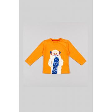 zippy longsleeve din bumbac pentru copii culoarea portocaliu, cu imprimeu