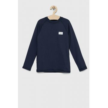 Abercrombie & Fitch longsleeve de baie pentru copii culoarea albastru marin