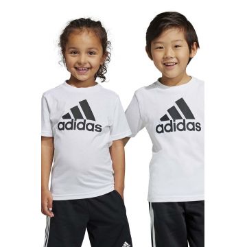 Adidas tricou de bumbac pentru copii LK BL CO culoarea alb, cu imprimeu