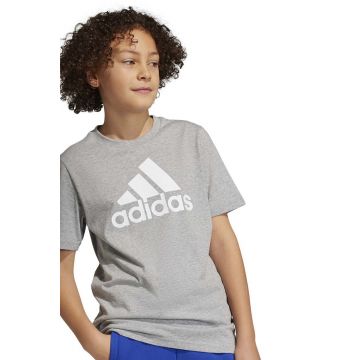 Adidas tricou de bumbac pentru copii U BL culoarea gri, cu imprimeu