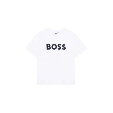 BOSS tricou de bumbac pentru copii culoarea alb, cu imprimeu