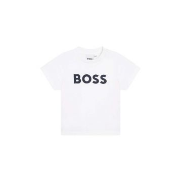 BOSS tricou de bumbac pentru copii culoarea alb, cu imprimeu