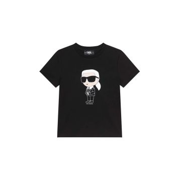 Karl Lagerfeld tricou de bumbac pentru copii culoarea negru, cu imprimeu