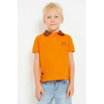 Mayoral tricou polo copii culoarea portocaliu, cu imprimeu