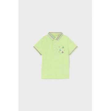 Mayoral tricou polo copii culoarea verde, cu imprimeu