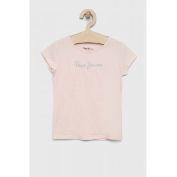 Pepe Jeans tricou copii Culoarea roz