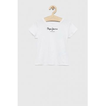 Pepe Jeans tricou de bumbac pentru copii Culoarea alb