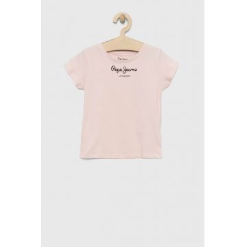 Pepe Jeans tricou de bumbac pentru copii Culoarea roz