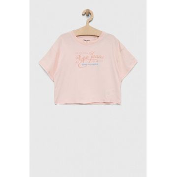 Pepe Jeans tricou de bumbac pentru copii Non-denim culoarea roz