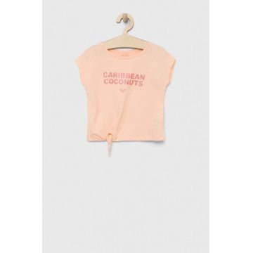 Roxy tricou de bumbac pentru copii culoarea portocaliu