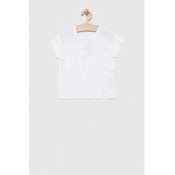 United Colors of Benetton tricou de bumbac pentru copii culoarea alb, neted