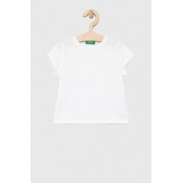 United Colors of Benetton tricou de bumbac pentru copii culoarea alb