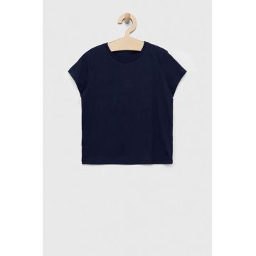 United Colors of Benetton tricou de bumbac pentru copii culoarea albastru marin, neted