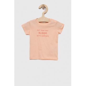 United Colors of Benetton tricou din bumbac pentru bebelusi culoarea portocaliu