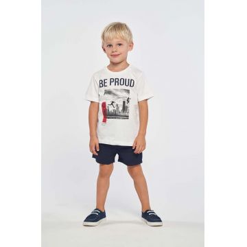 Birba&Trybeyond tricou de bumbac pentru copii culoarea alb, cu imprimeu