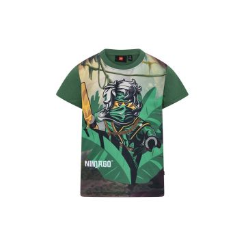 Lego tricou de bumbac pentru copii culoarea verde, modelator