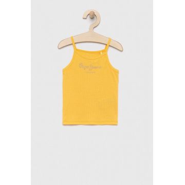 Pepe Jeans top din bumbac pentru copii culoarea galben