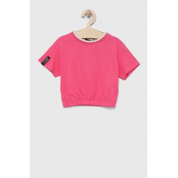 Sisley tricou de bumbac pentru copii culoarea roz