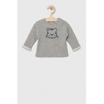 United Colors of Benetton longsleeve din bumbac pentru bebeluși culoarea gri