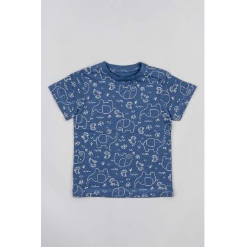 zippy tricou de bumbac pentru copii culoarea albastru marin, cu imprimeu