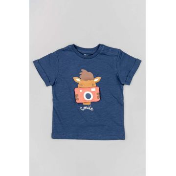 zippy tricou de bumbac pentru copii culoarea albastru marin, cu imprimeu