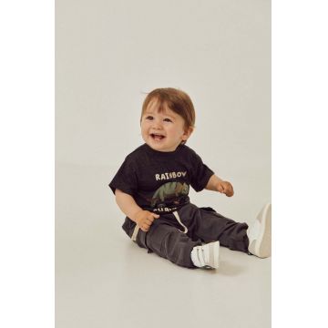 zippy tricou de bumbac pentru copii culoarea gri, cu imprimeu