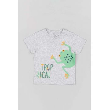 zippy tricou din bumbac pentru bebelusi culoarea gri, cu imprimeu