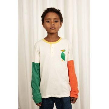 Mini Rodini longsleeve din bumbac pentru copii culoarea alb, cu imprimeu