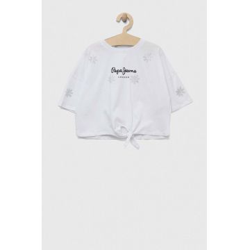 Pepe Jeans tricou de bumbac pentru copii Garland culoarea alb