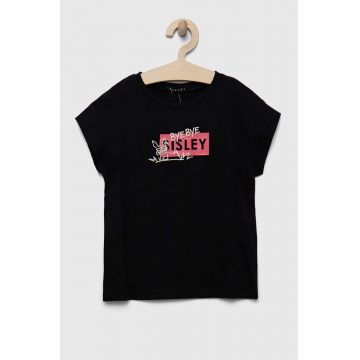 Sisley tricou de bumbac pentru copii culoarea negru