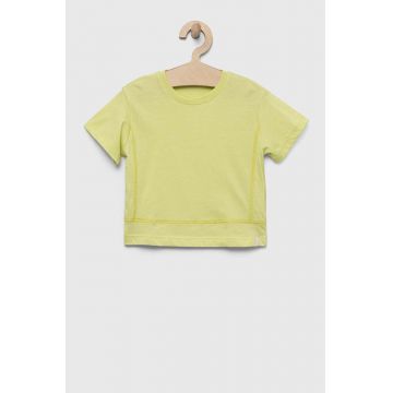 United Colors of Benetton tricou copii culoarea verde, neted