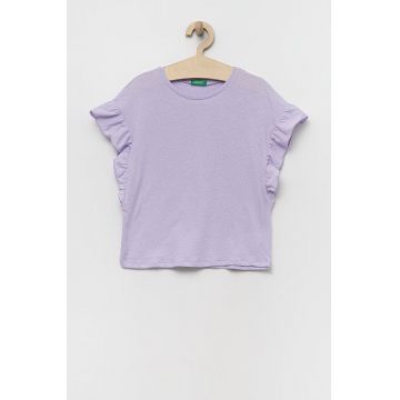 United Colors of Benetton tricou din amestec de in culoarea violet