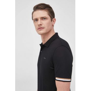 BOSS polo de bumbac culoarea negru, uni 50467113