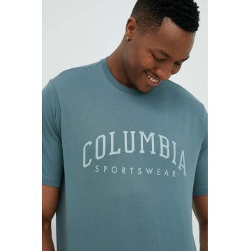 Columbia tricou din bumbac Rockaway River culoarea verde, cu model 2022181