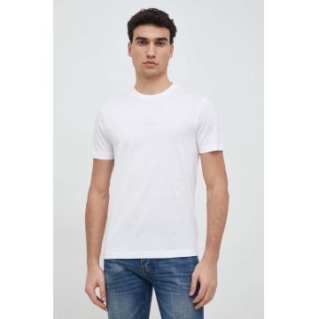 Emporio Armani tricou din bumbac culoarea alb, cu imprimeu