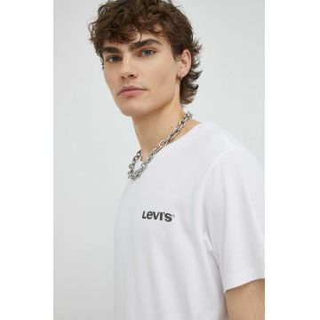 Levi's tricou din bumbac culoarea alb, cu imprimeu