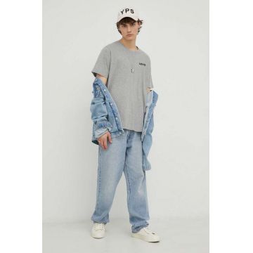 Levi's tricou din bumbac culoarea gri, cu imprimeu