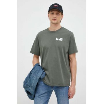 Levi's tricou din bumbac culoarea verde, cu imprimeu