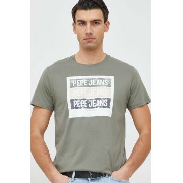 Pepe Jeans tricou din bumbac Acee culoarea verde, cu imprimeu