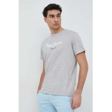 Pepe Jeans tricou din bumbac Eggo culoarea gri, cu imprimeu